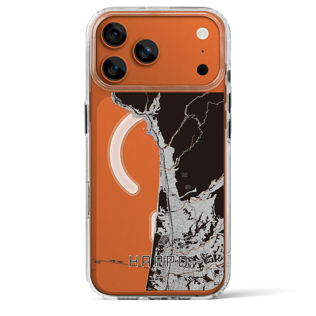 【八峰（秋田県）】地図柄iPhoneケース（MagSafeタイプ）モノトーン・iPhone 17 Pro Max 用