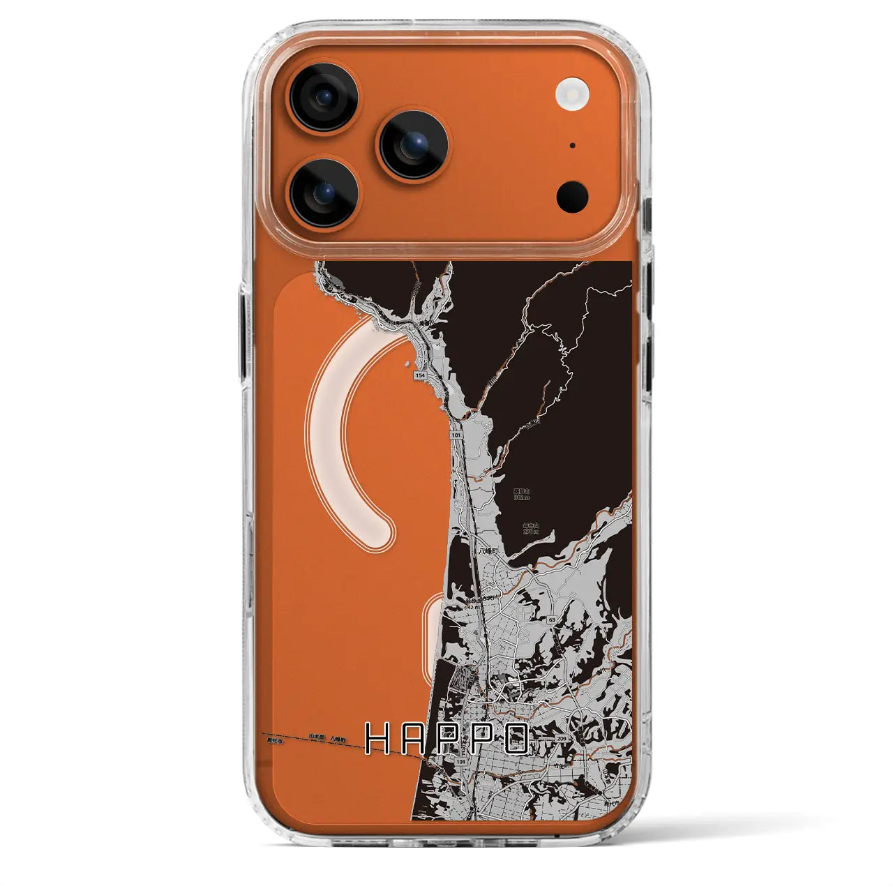 【八峰（秋田県）】地図柄iPhoneケース（MagSafeタイプ）モノトーン・iPhone 17 Pro Max 用