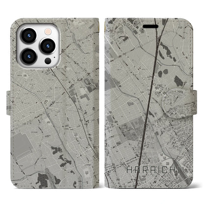 【原市（埼玉県）】地図柄iPhoneケース（手帳タイプ）モノトーン・iPhone 13 Pro 用