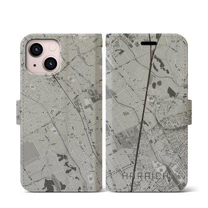 【原市（埼玉県）】地図柄iPhoneケース（手帳タイプ）モノトーン・iPhone 13 mini 用