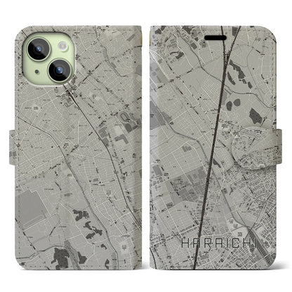 【原市（埼玉県）】地図柄iPhoneケース（手帳タイプ）モノトーン・iPhone 15 用