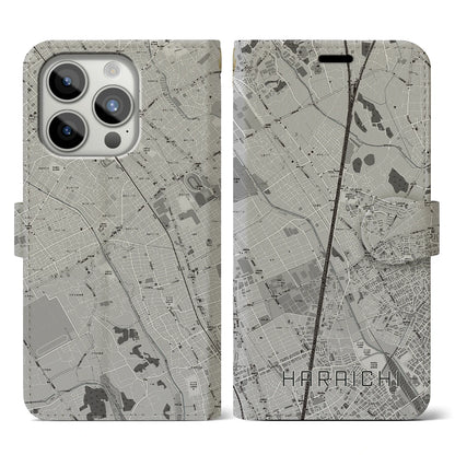 【原市（埼玉県）】地図柄iPhoneケース（手帳タイプ）モノトーン・iPhone 15 Pro 用