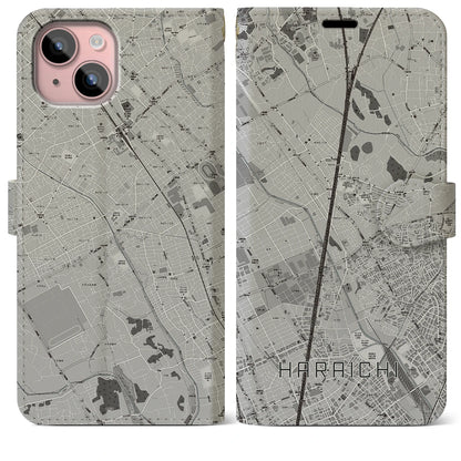 【原市（埼玉県）】地図柄iPhoneケース（手帳タイプ）モノトーン・iPhone 15 Plus 用