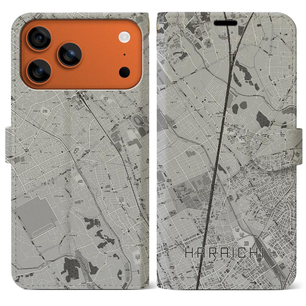 【原市（埼玉県）】地図柄iPhoneケース（手帳タイプ）