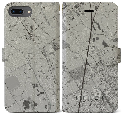 【原市（埼玉県）】地図柄iPhoneケース（手帳タイプ）モノトーン・iPhone 8Plus /7Plus / 6sPlus / 6Plus 用