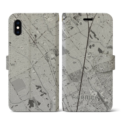 【原市（埼玉県）】地図柄iPhoneケース（手帳タイプ）モノトーン・iPhone XS / X 用