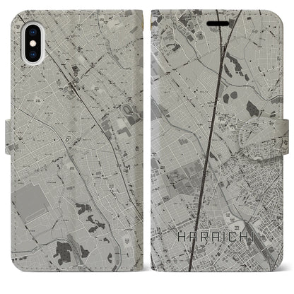 【原市（埼玉県）】地図柄iPhoneケース（手帳タイプ）モノトーン・iPhone XS Max 用