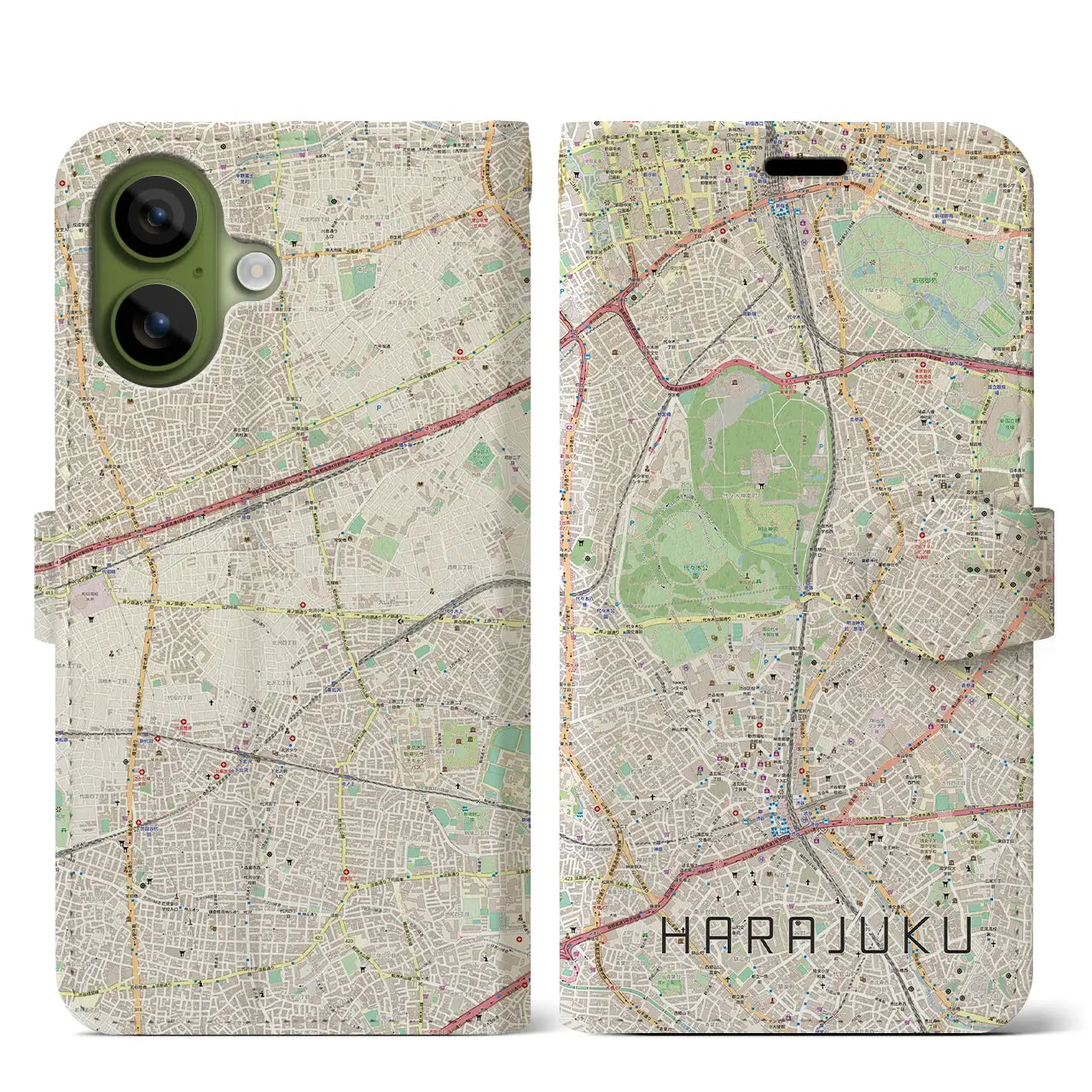 【原宿（東京都）】地図柄iPhoneケース（手帳タイプ）