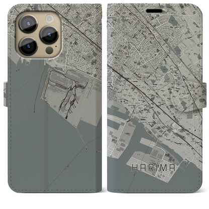 【播磨】地図柄iPhoneケース（手帳両面タイプ・モノトーン）iPhone 14 Pro Max 用