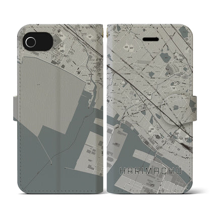 【播磨町（兵庫県）】地図柄iPhoneケース（手帳タイプ）モノトーン・iPhone SE（第3 / 第2世代） / 8 / 7 / 6s / 6 用