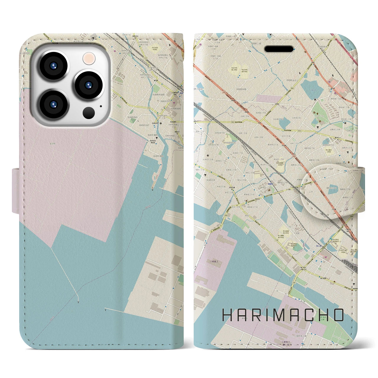 【播磨町（兵庫県）】地図柄iPhoneケース（手帳タイプ）