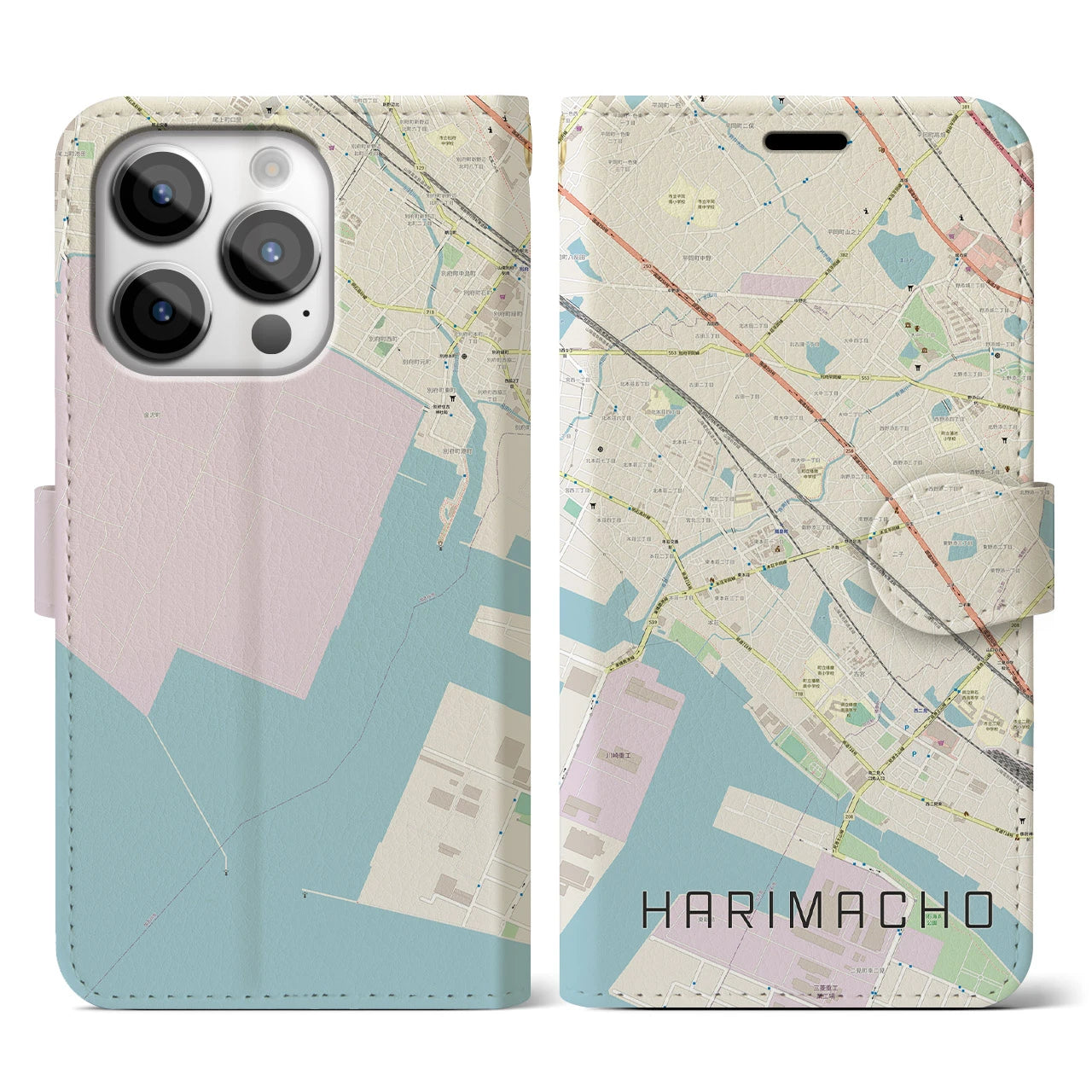 【播磨町（兵庫県）】地図柄iPhoneケース（手帳タイプ）