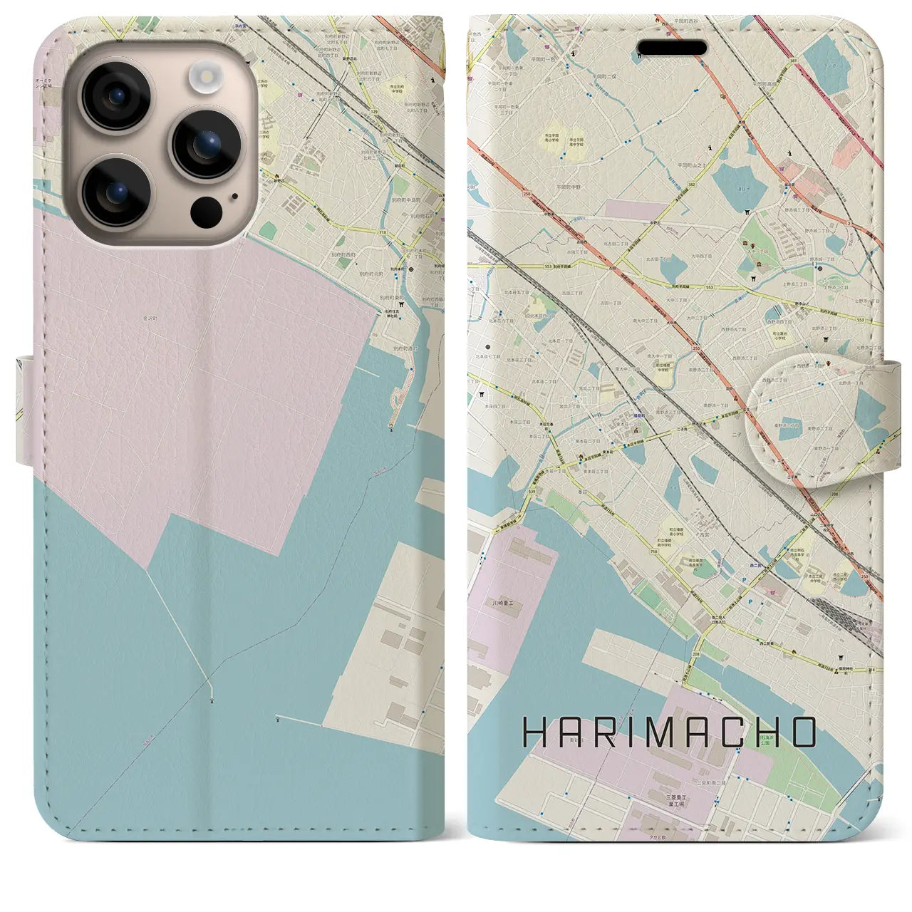 【播磨町（兵庫県）】地図柄iPhoneケース（手帳タイプ）