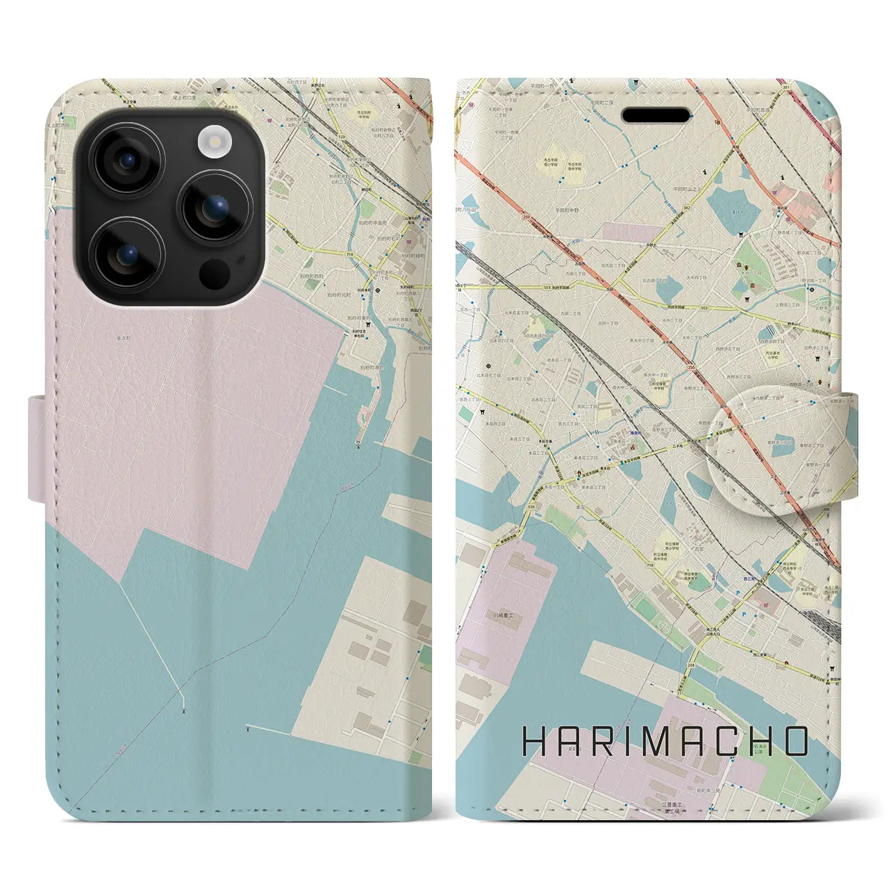 【播磨町（兵庫県）】地図柄iPhoneケース（手帳タイプ）