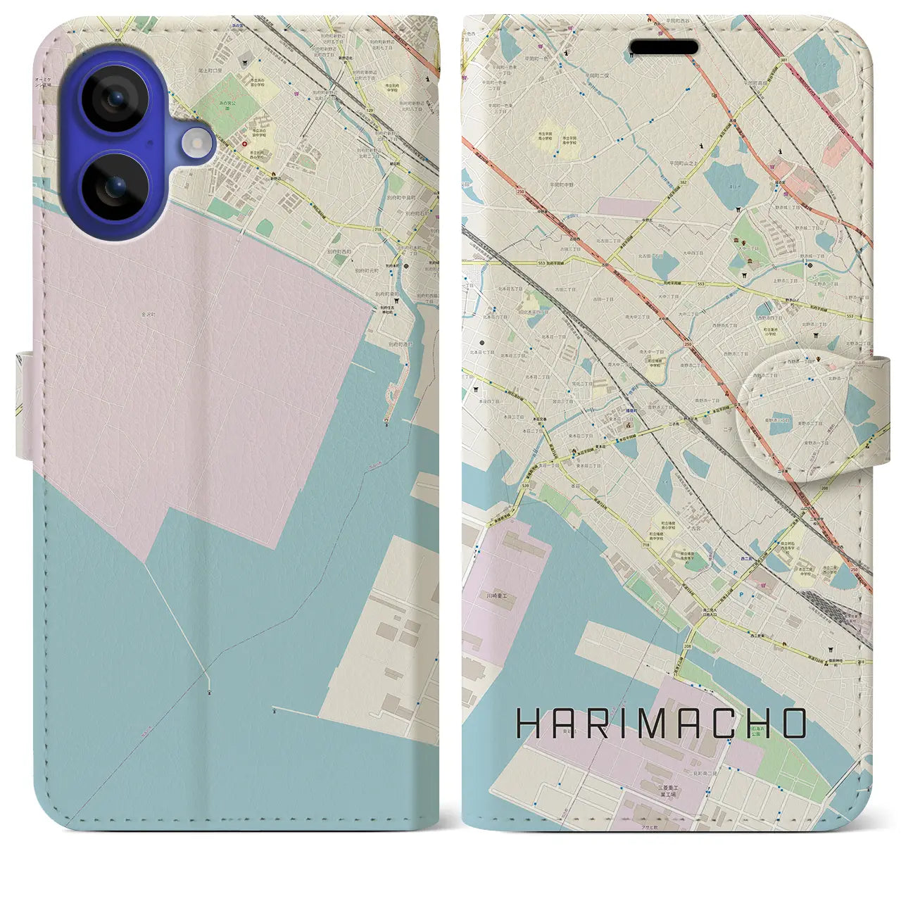 【播磨町（兵庫県）】地図柄iPhoneケース（手帳タイプ）