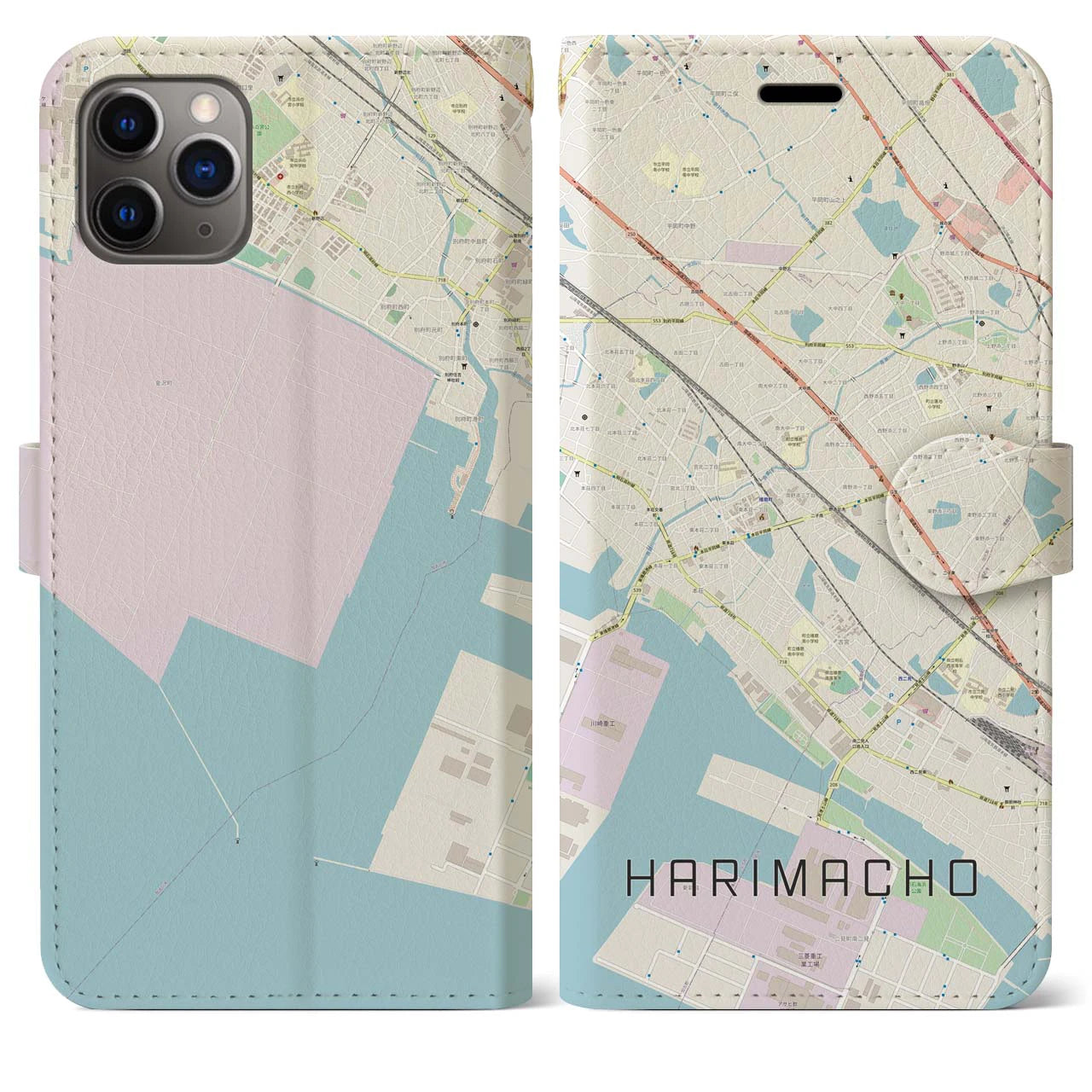 【播磨町（兵庫県）】地図柄iPhoneケース（手帳タイプ）