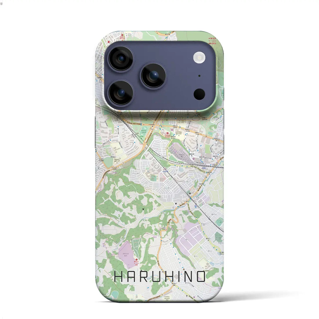 【はるひ野(神奈川県)】地図柄iPhoneケース(バックカバータイプ)ブラック・iPhone 17 Pro Max 用