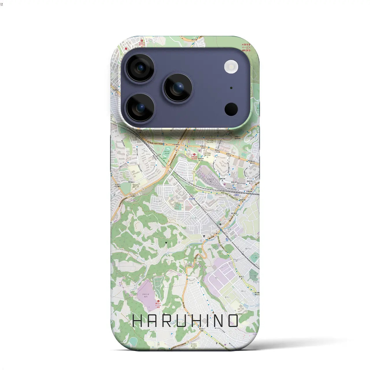 【はるひ野（神奈川県）】地図柄iPhoneケース（バックカバータイプ）ブラック・iPhone 17 Pro Max 用