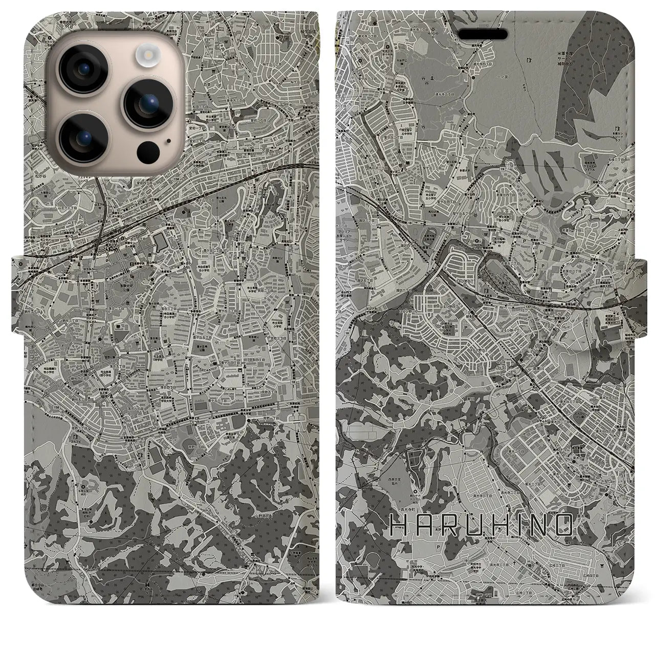 【はるひ野（神奈川県）】地図柄iPhoneケース（手帳タイプ）