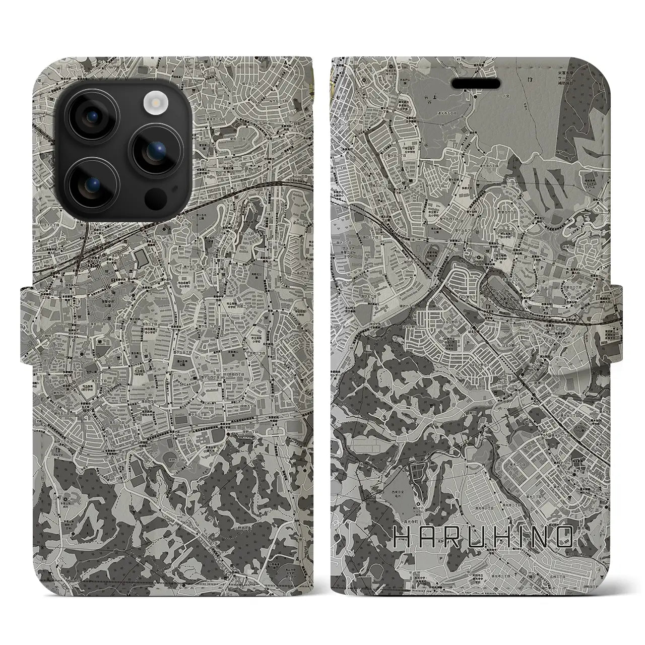 【はるひ野（神奈川県）】地図柄iPhoneケース（手帳タイプ）