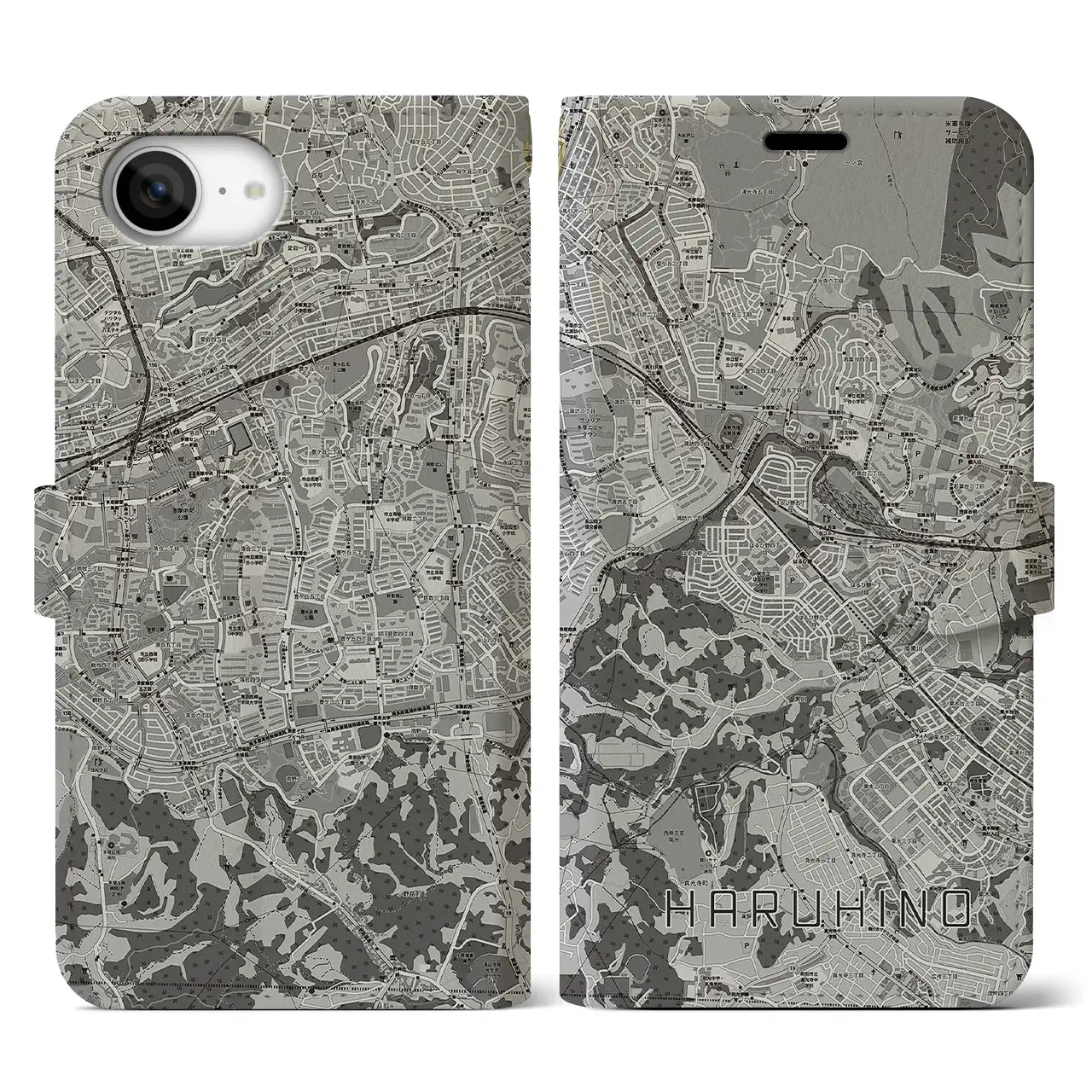 【はるひ野（神奈川県）】地図柄iPhoneケース（手帳タイプ）