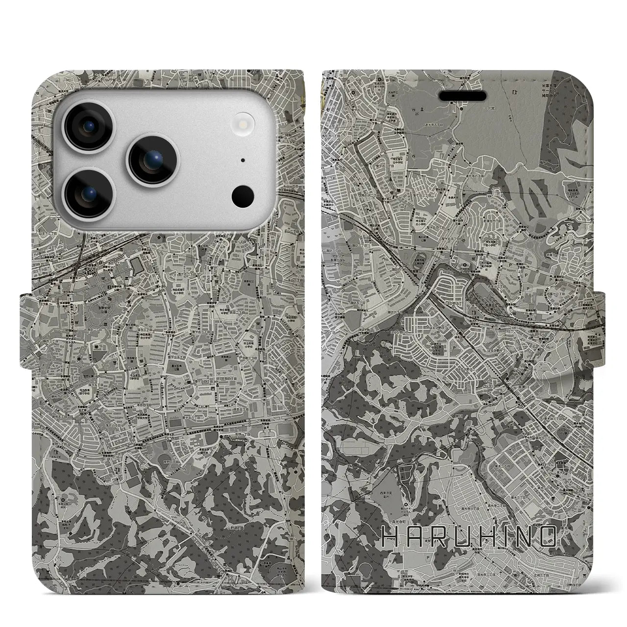 【はるひ野（神奈川県）】地図柄iPhoneケース（手帳タイプ）