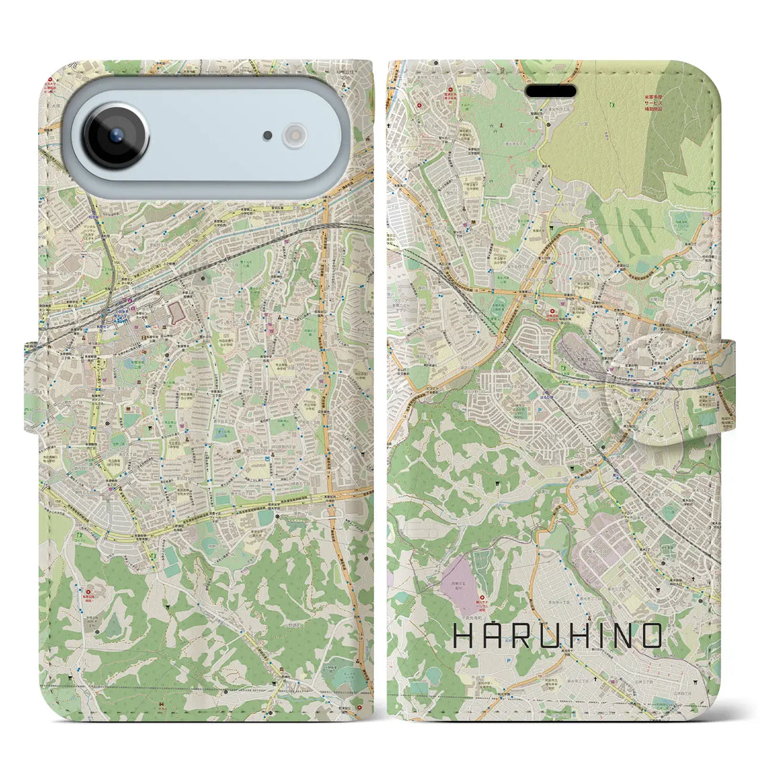 【はるひ野（神奈川県）】地図柄iPhoneケース（手帳タイプ）モノトーン・iPhone 17 Pro Max 用