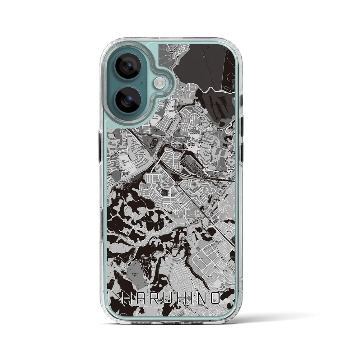 【はるひ野（神奈川県）】地図柄iPhoneケース（MagSafeタイプ）モノトーン・iPhone 16 Pro 用