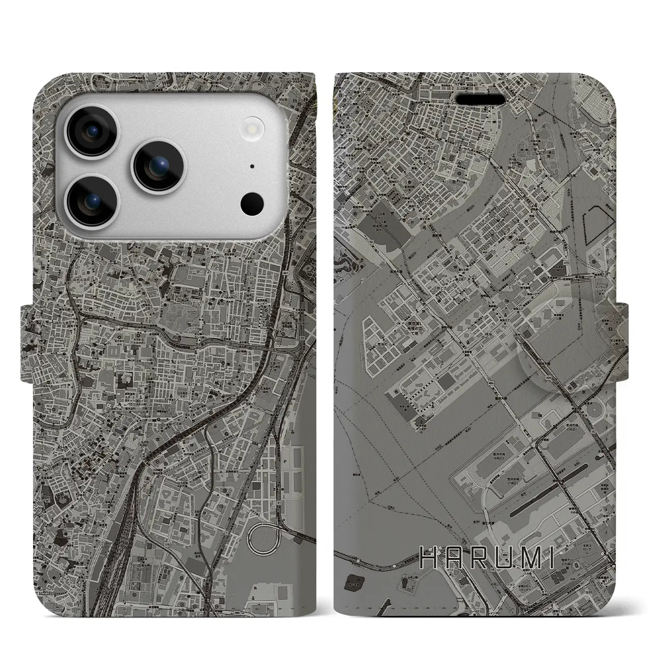 【晴海（東京都）】地図柄iPhoneケース（手帳タイプ）