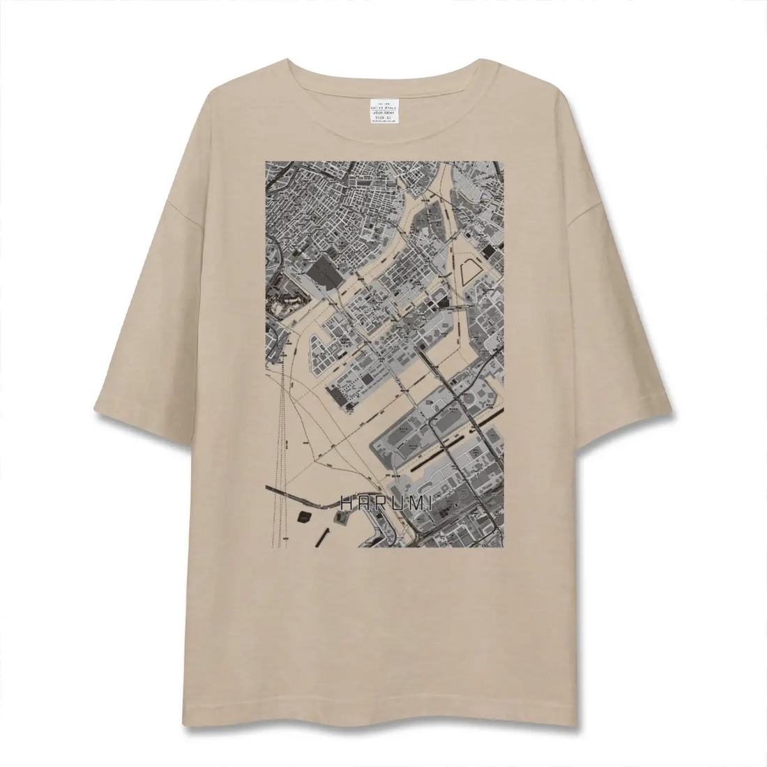 【晴海（東京都）】地図柄ビッグシルエットTシャツ