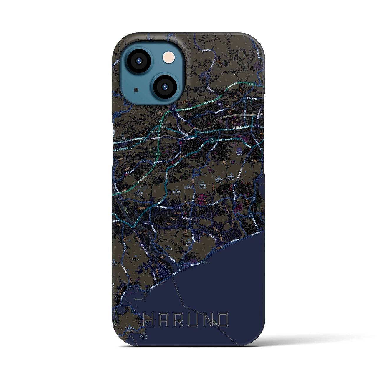 【春野（高知県）】地図柄iPhoneケース（バックカバータイプ）