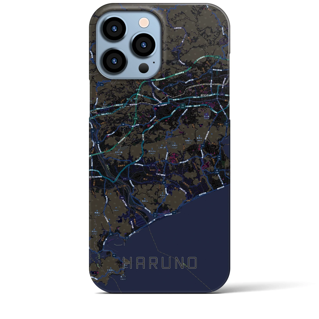 【春野（高知県）】地図柄iPhoneケース（バックカバータイプ）