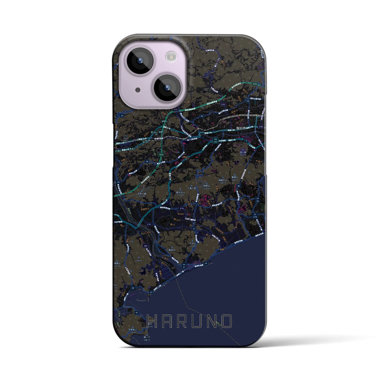 【春野（高知県）】地図柄iPhoneケース（バックカバータイプ）