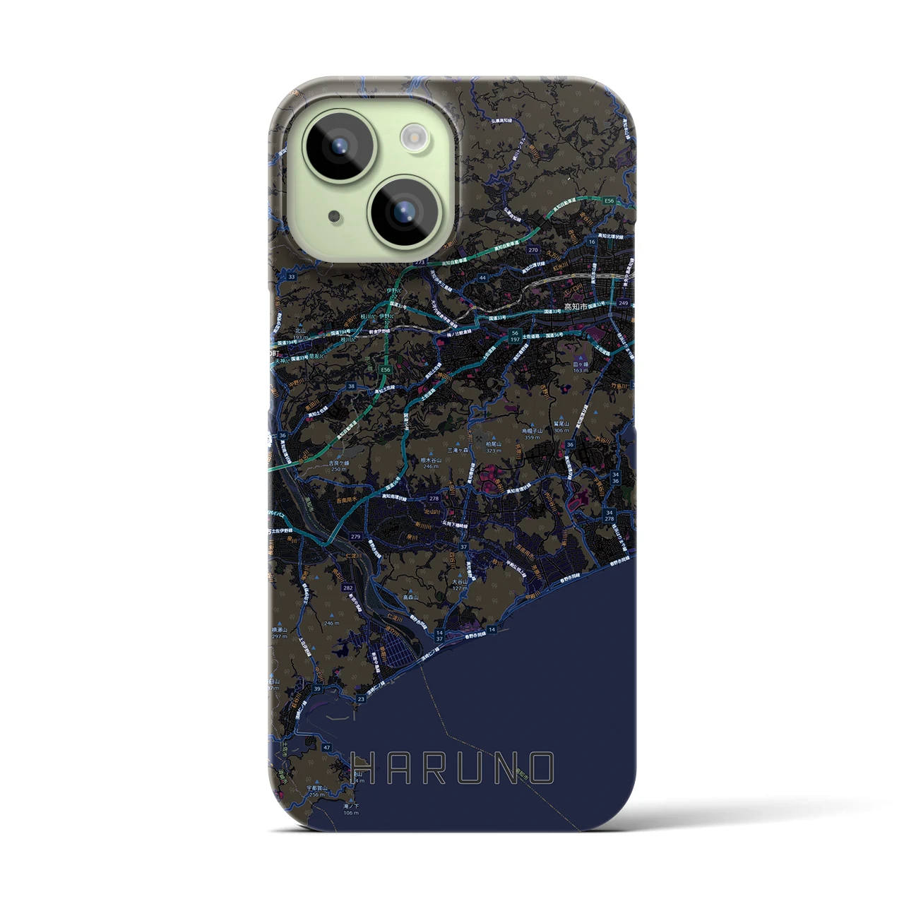 【春野（高知県）】地図柄iPhoneケース（バックカバータイプ）