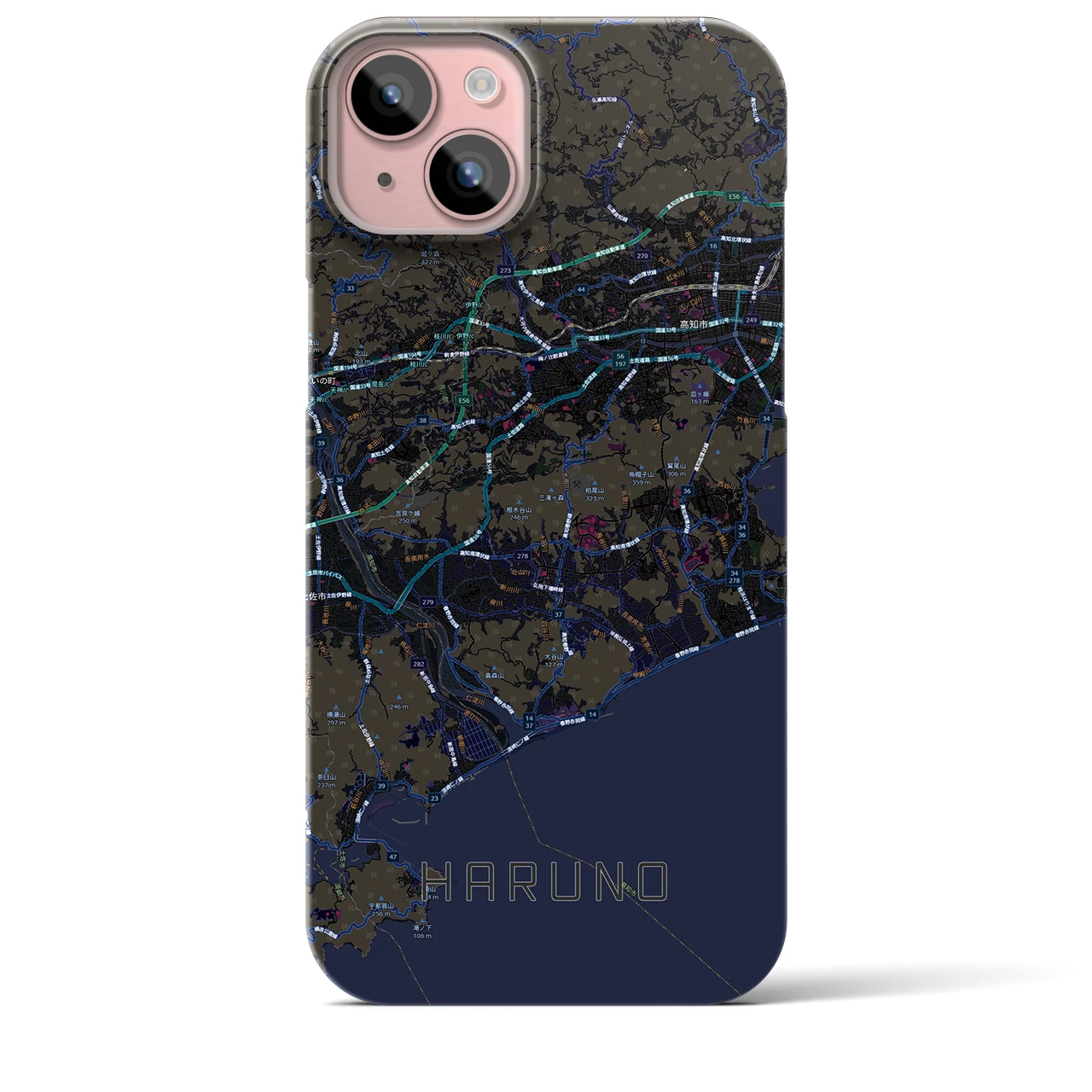 【春野（高知県）】地図柄iPhoneケース（バックカバータイプ）