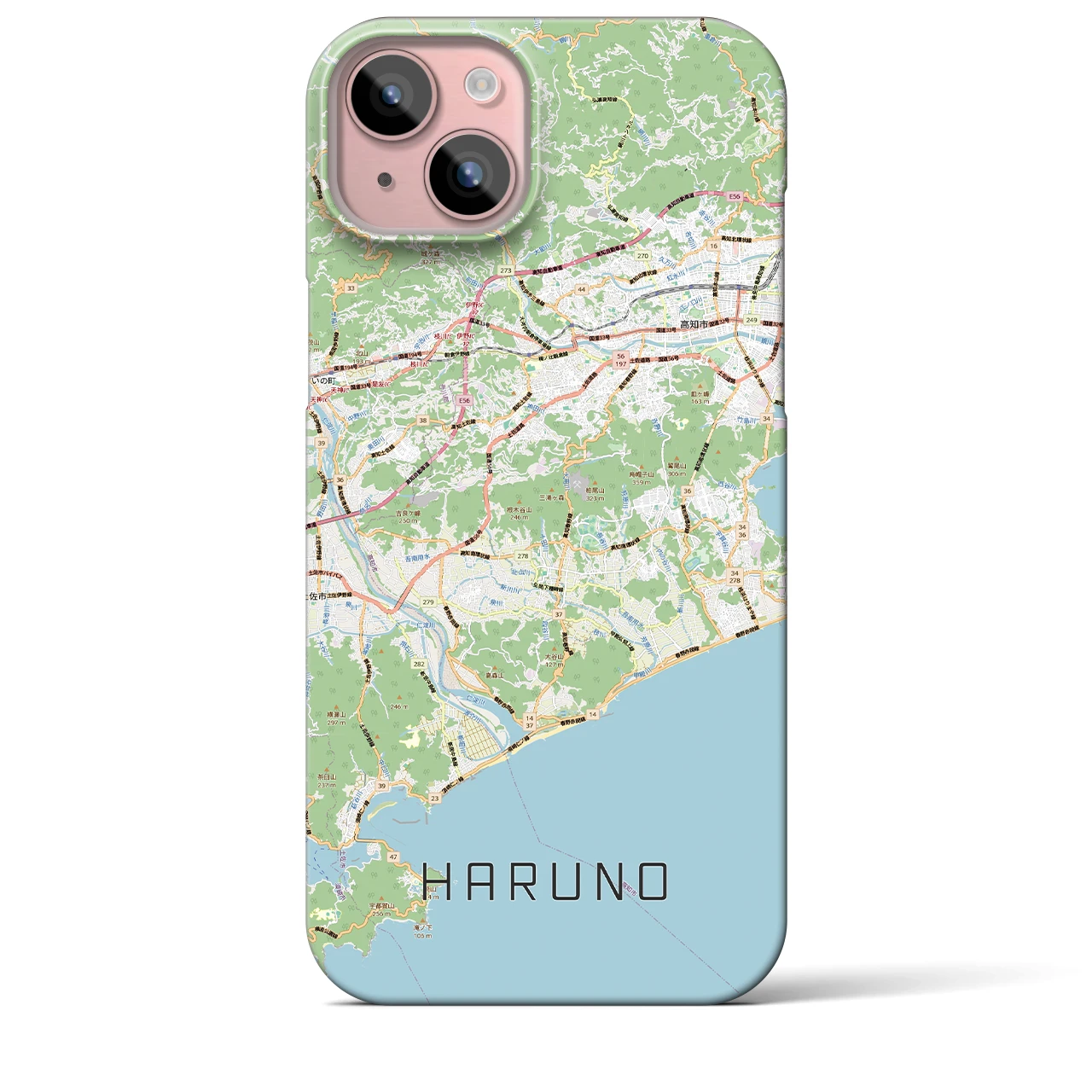【春野（高知県）】地図柄iPhoneケース（バックカバータイプ）