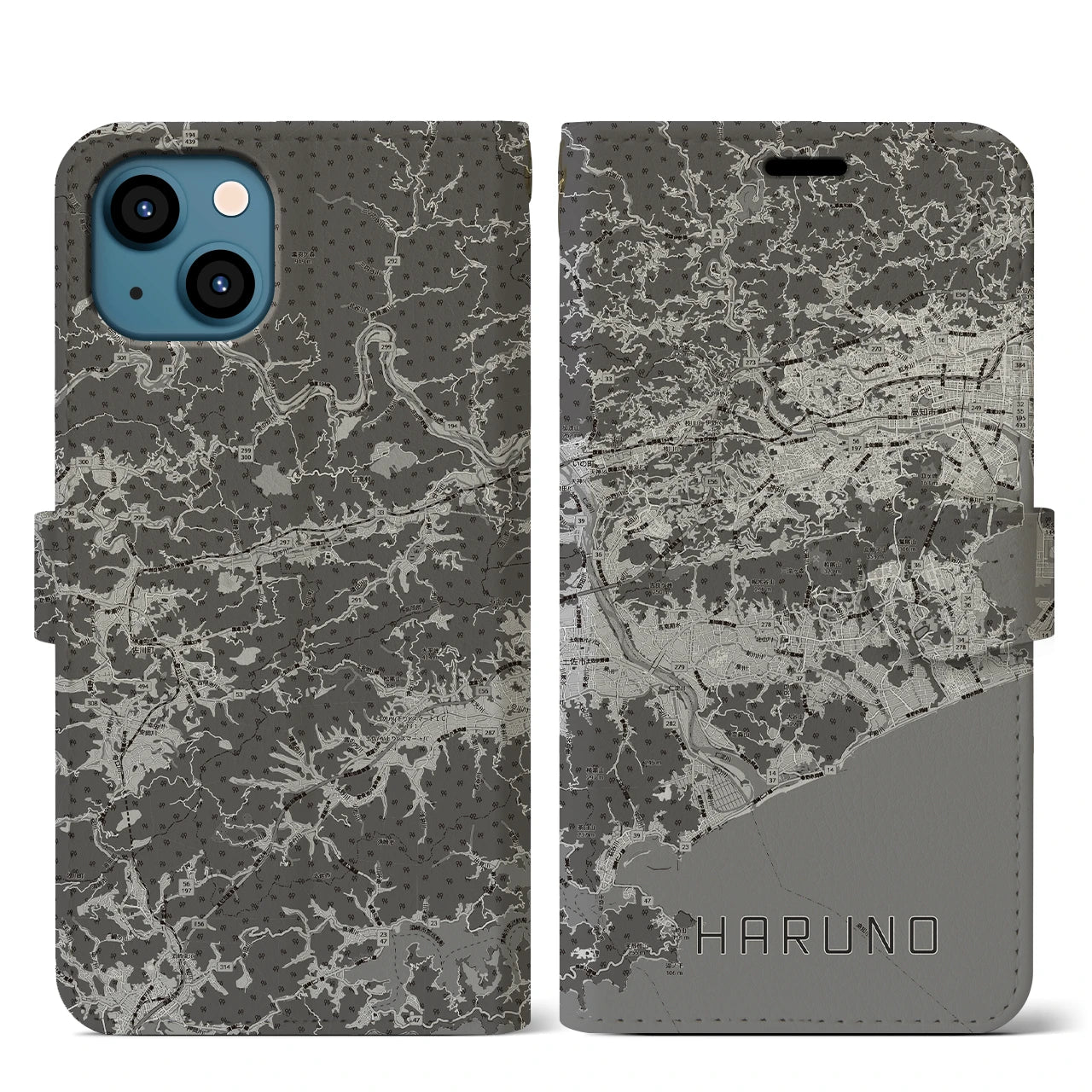 【春野（高知県）】地図柄iPhoneケース（手帳タイプ）