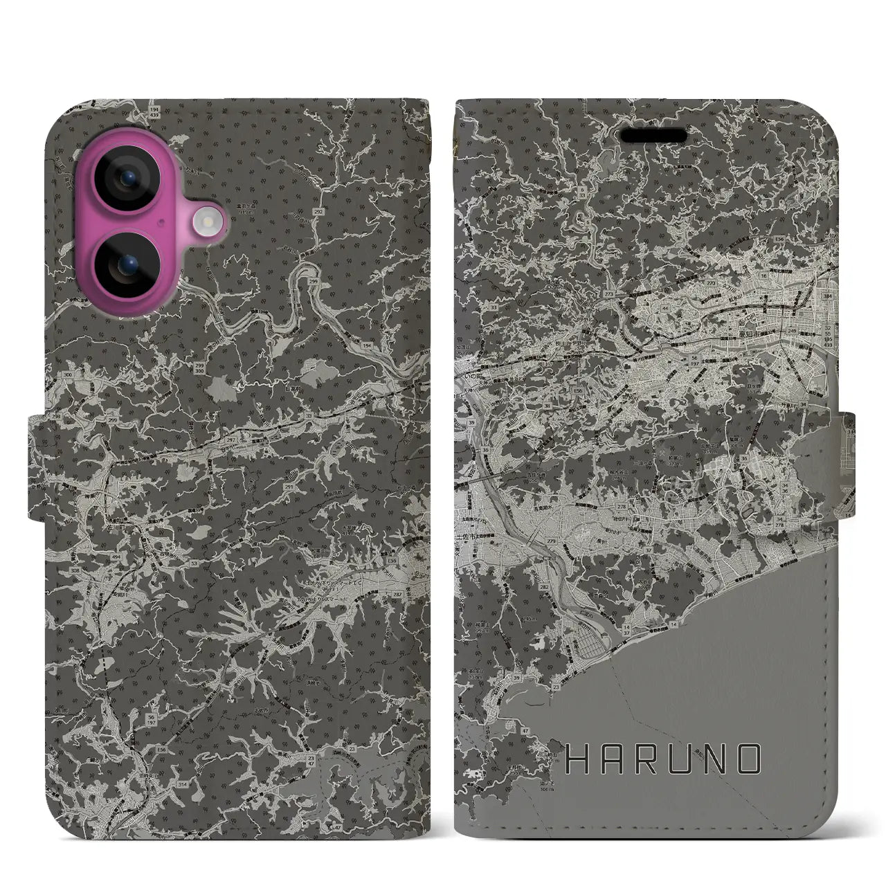 【春野（高知県）】地図柄iPhoneケース（手帳タイプ）