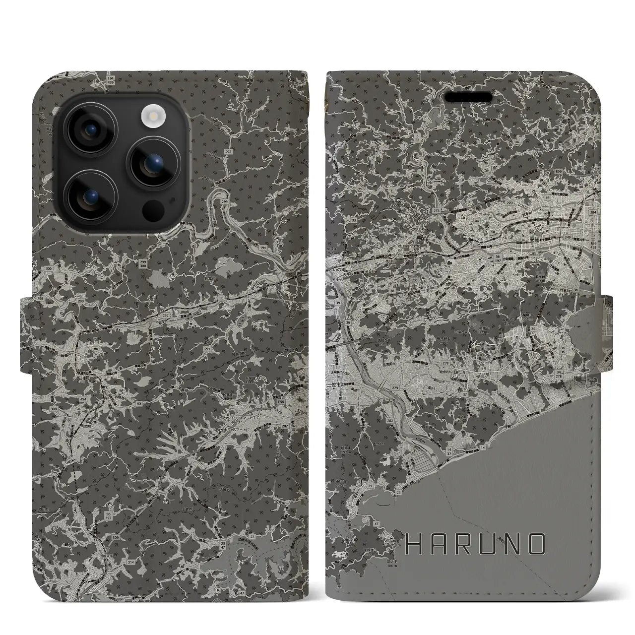 【春野（高知県）】地図柄iPhoneケース（手帳タイプ）