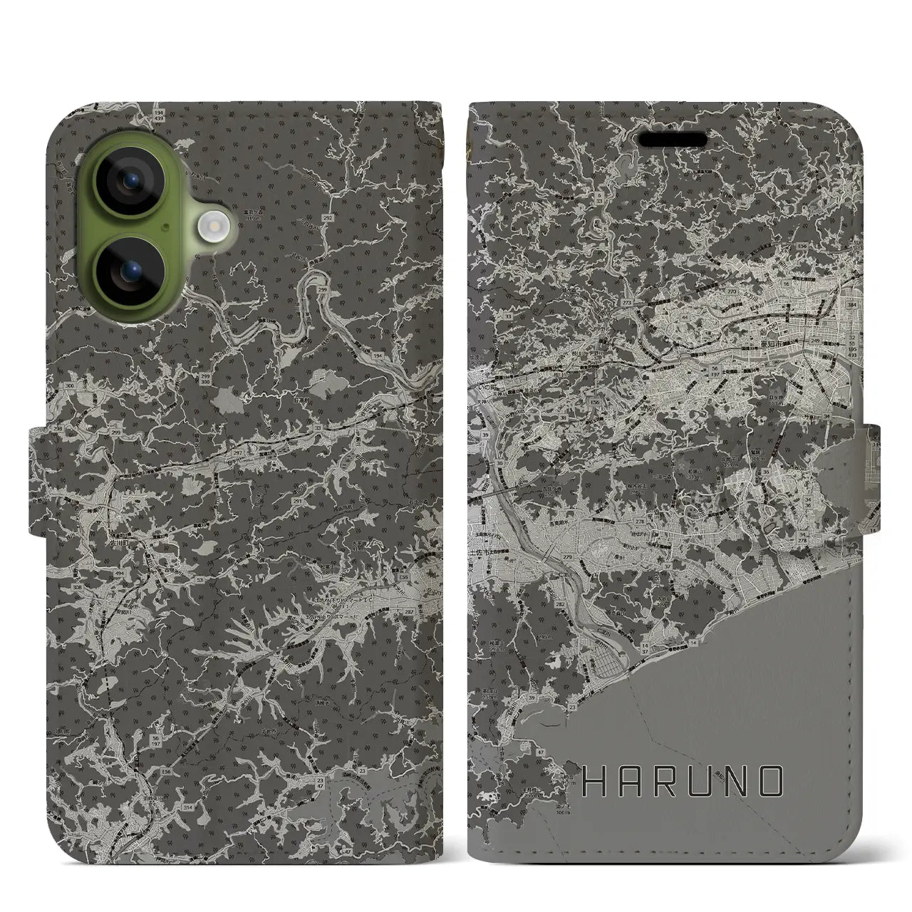 【春野（高知県）】地図柄iPhoneケース（手帳タイプ）
