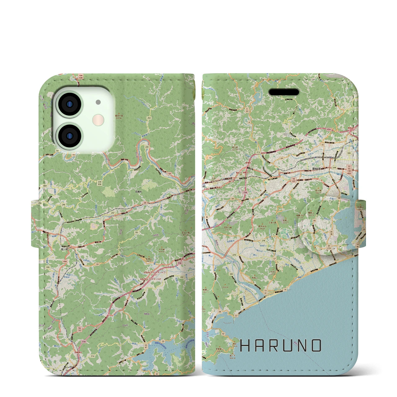 【春野（高知県）】地図柄iPhoneケース（手帳タイプ）