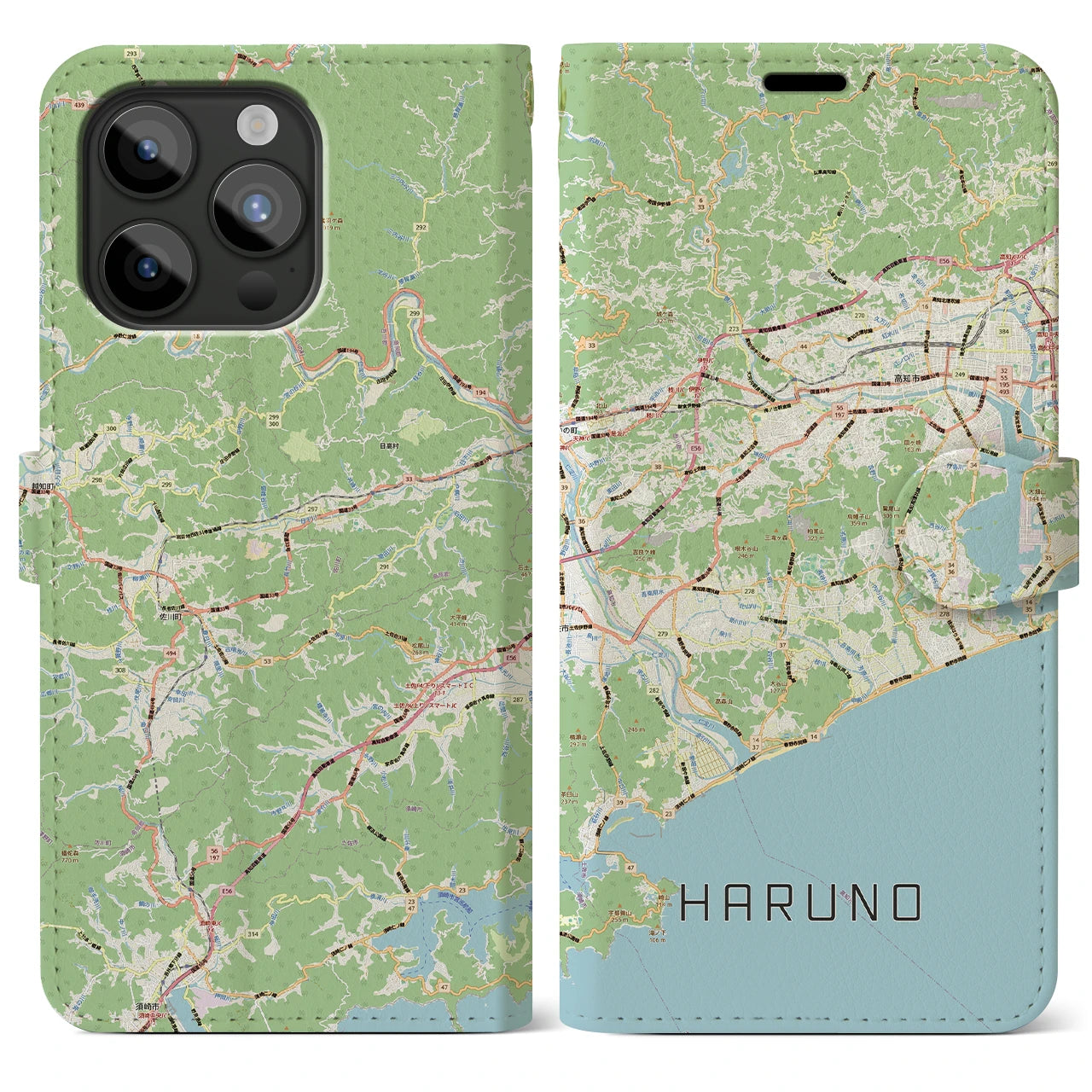 【春野（高知県）】地図柄iPhoneケース（手帳タイプ）
