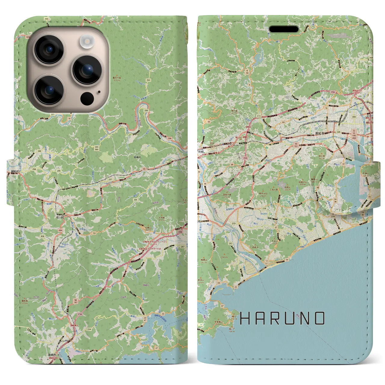 【春野（高知県）】地図柄iPhoneケース（手帳タイプ）