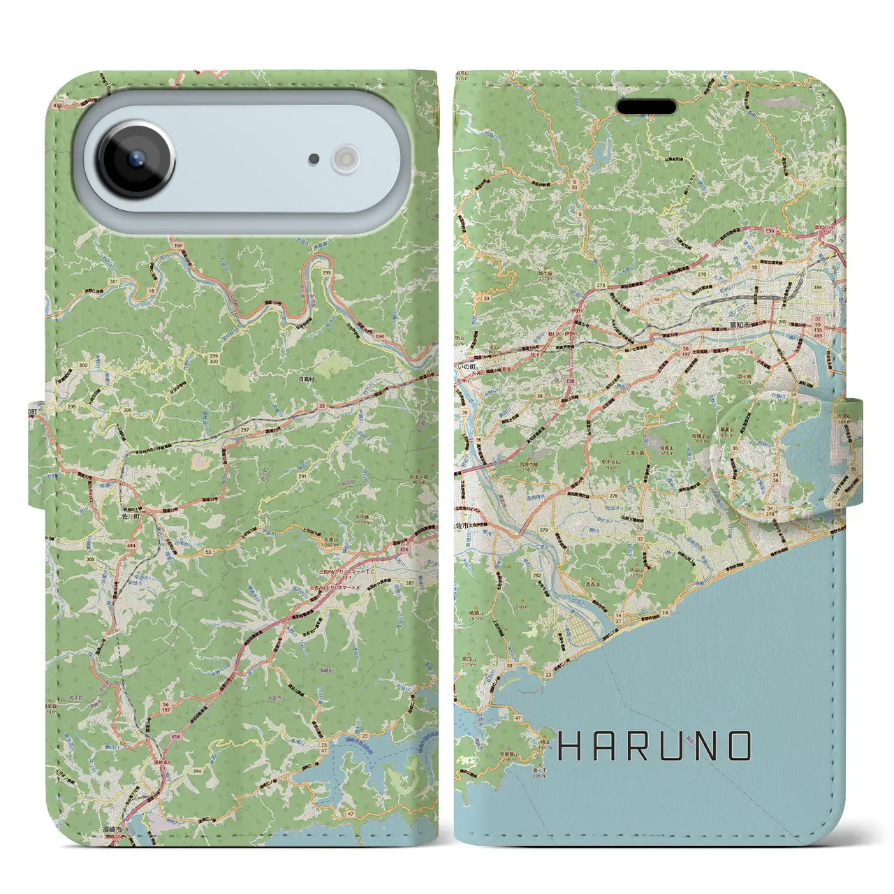 【春野（高知県）】地図柄iPhoneケース（手帳タイプ）