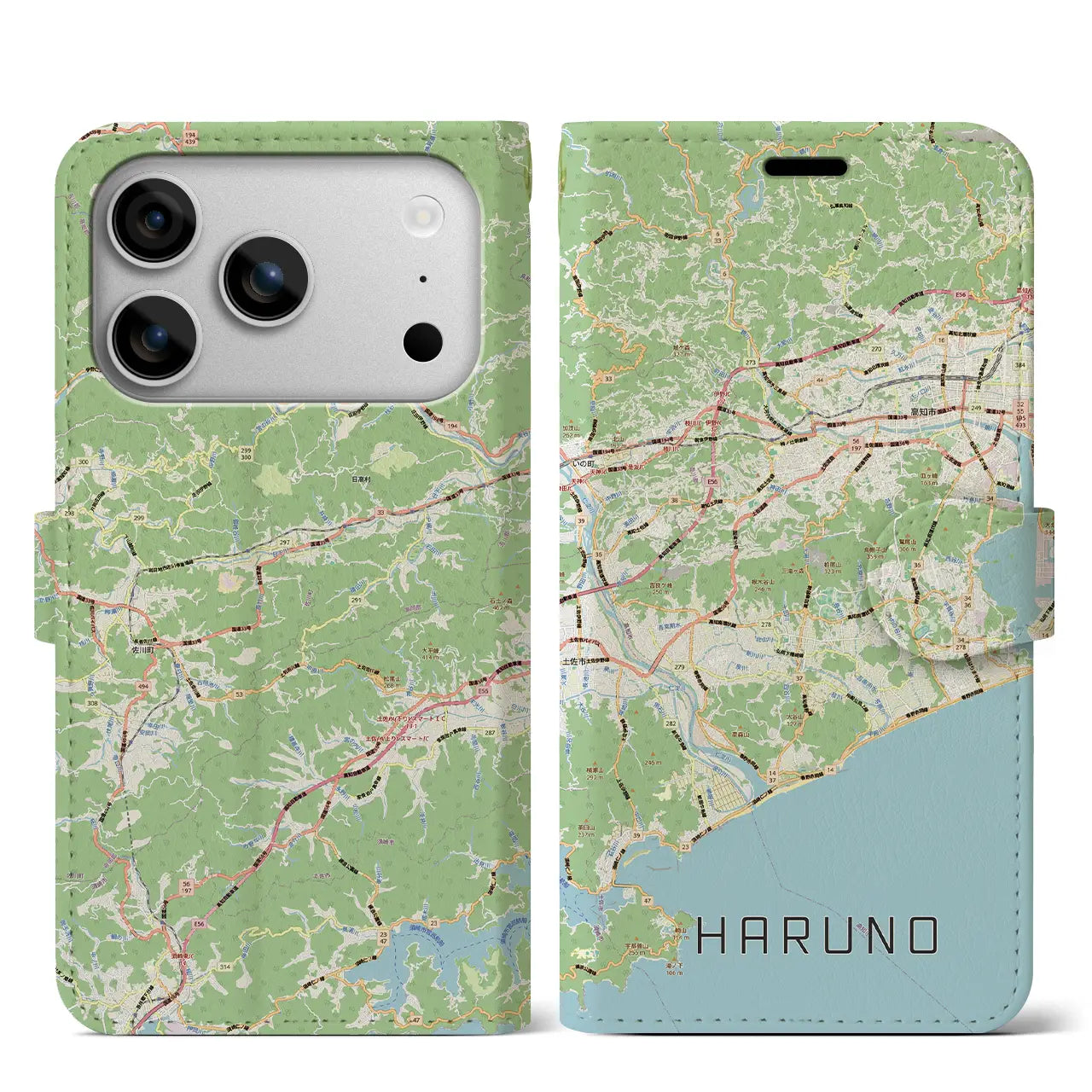 【春野（高知県）】地図柄iPhoneケース（手帳タイプ）