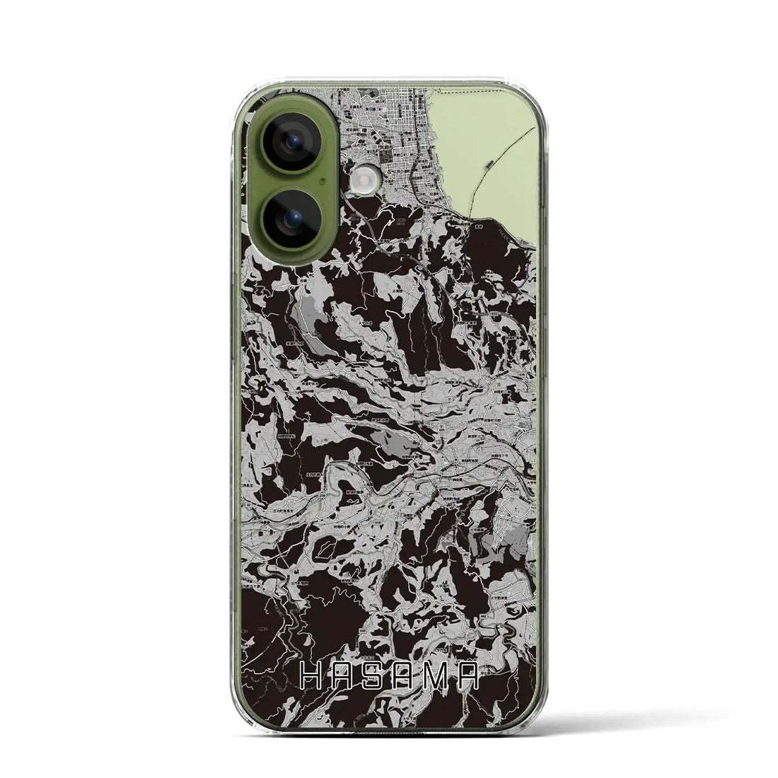 【挾間（大分県）】地図柄iPhoneケース（クリアタイプ）モノトーン・iPhone 17 Pro Max 用