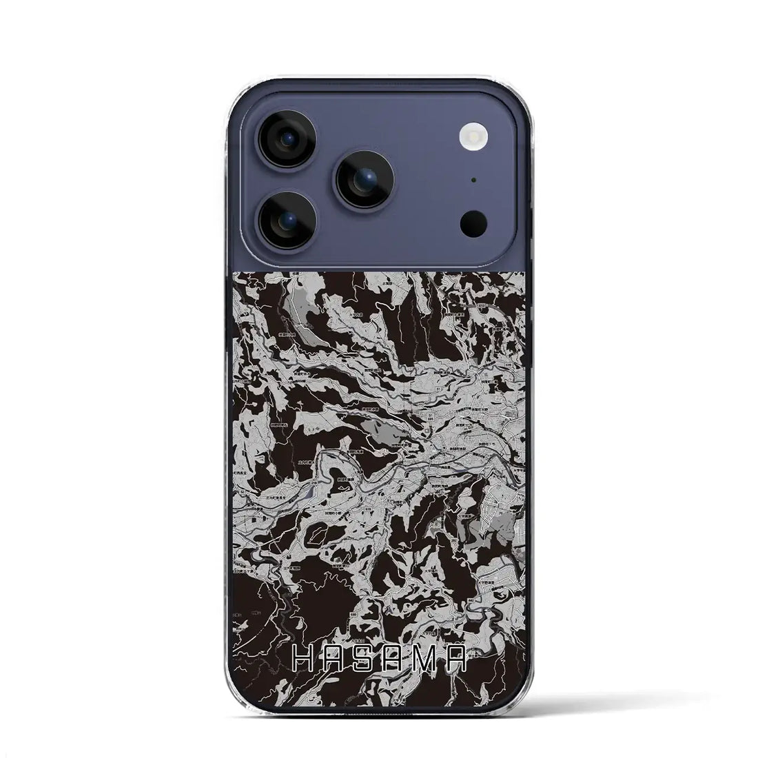 【挾間(大分県)】地図柄iPhoneケース(クリアタイプ)モノトーン・iPhone 17 Pro Max 用