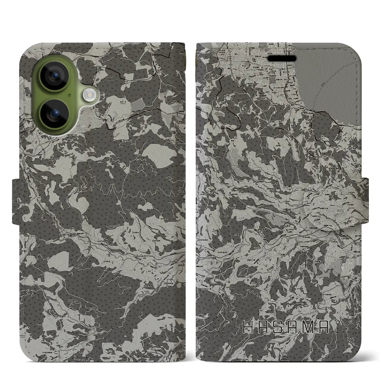 【挾間（大分県）】地図柄iPhoneケース（手帳タイプ）