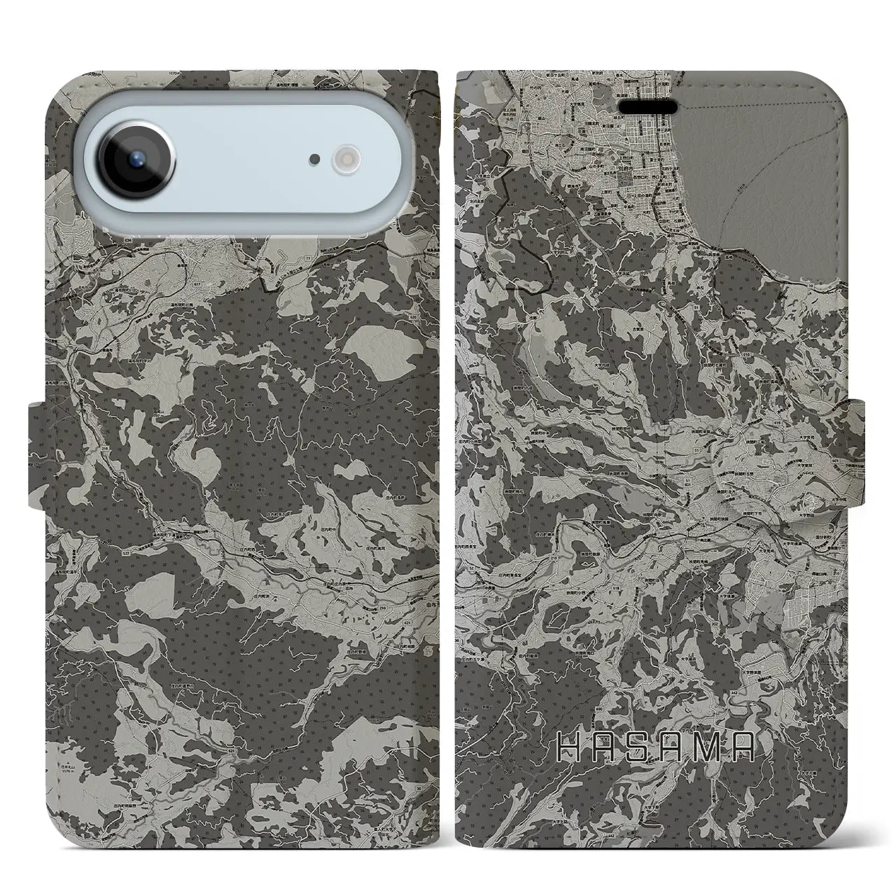 【挾間（大分県）】地図柄iPhoneケース（手帳タイプ）