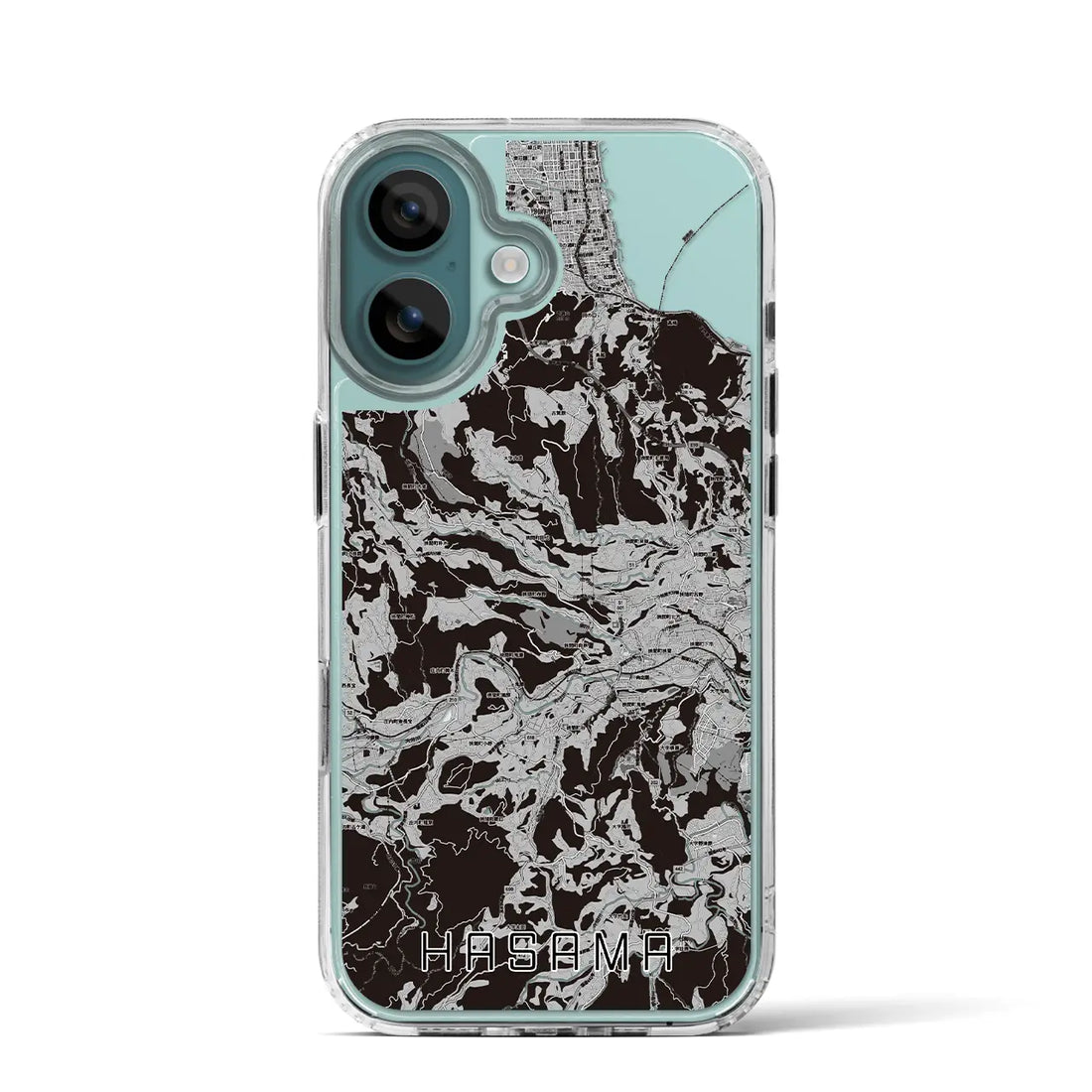 【挾間(大分県)】地図柄iPhoneケース(MagSafeタイプ)モノトーン・iPhone 16 Pro 用